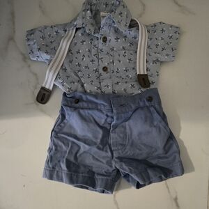Carter's Blue Shirt and Shorts Set with Suspenders